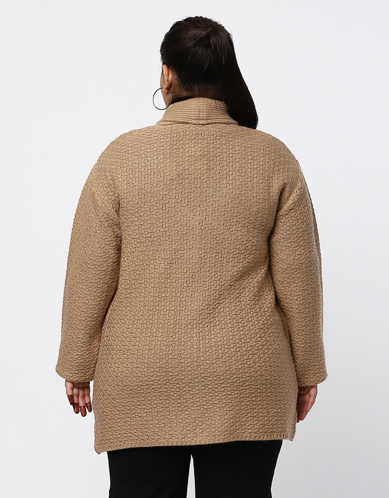 Women Plus Size Woolen Knitted Long Coat