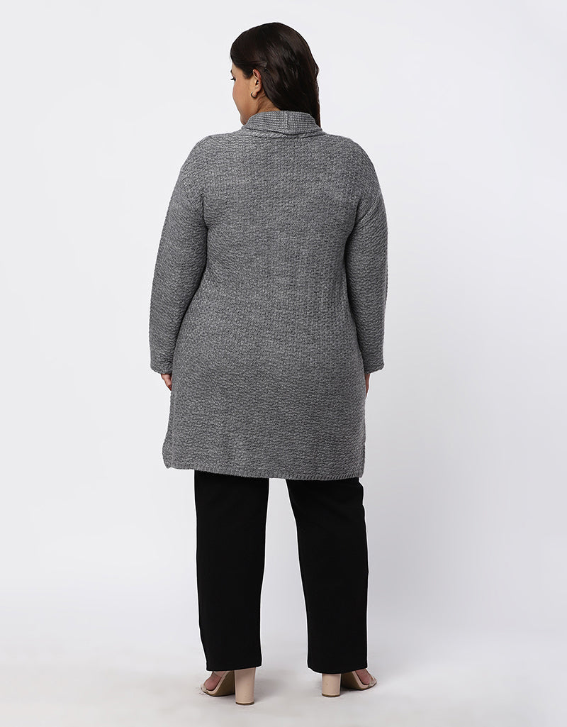 Women Plus Size Woolen Knitted Long Coat