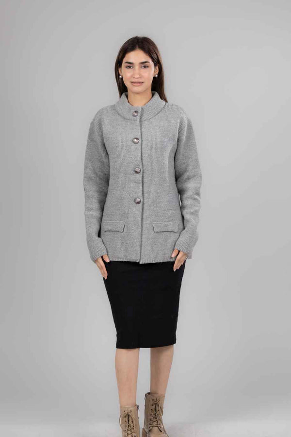 Women Woolen T-Neck Short Coat