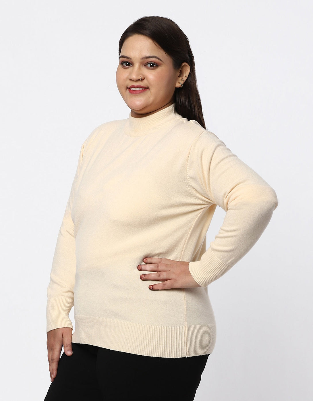 Women Woolen Turtle Neck Plus Size Skivvy