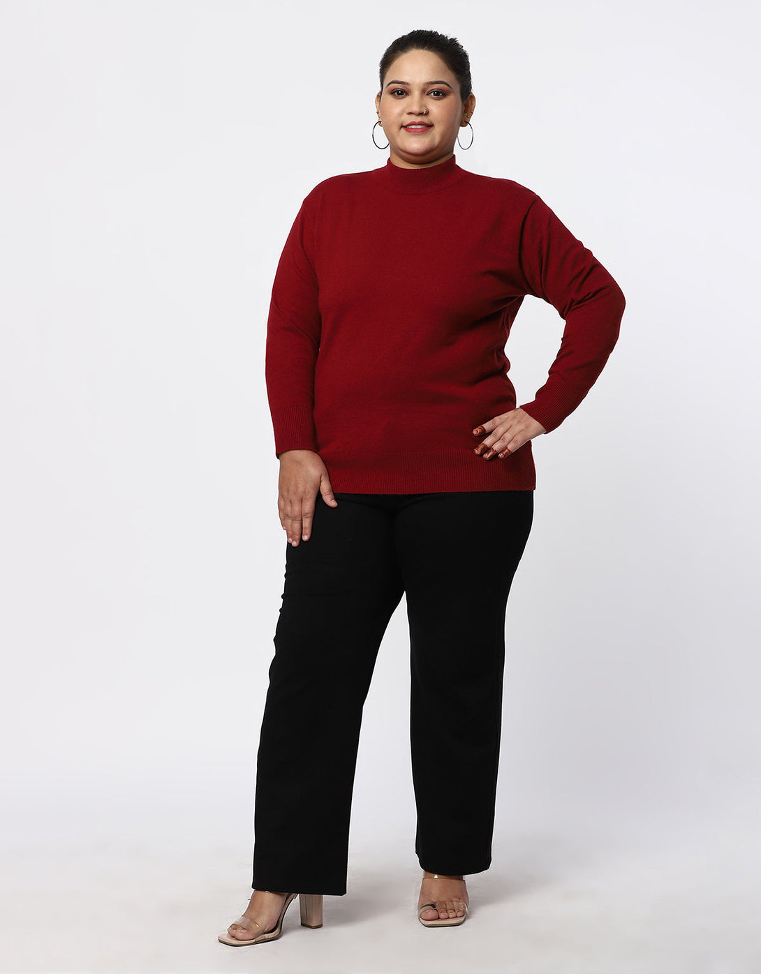 Women Woolen Turtle Neck Plus Size Skivvy