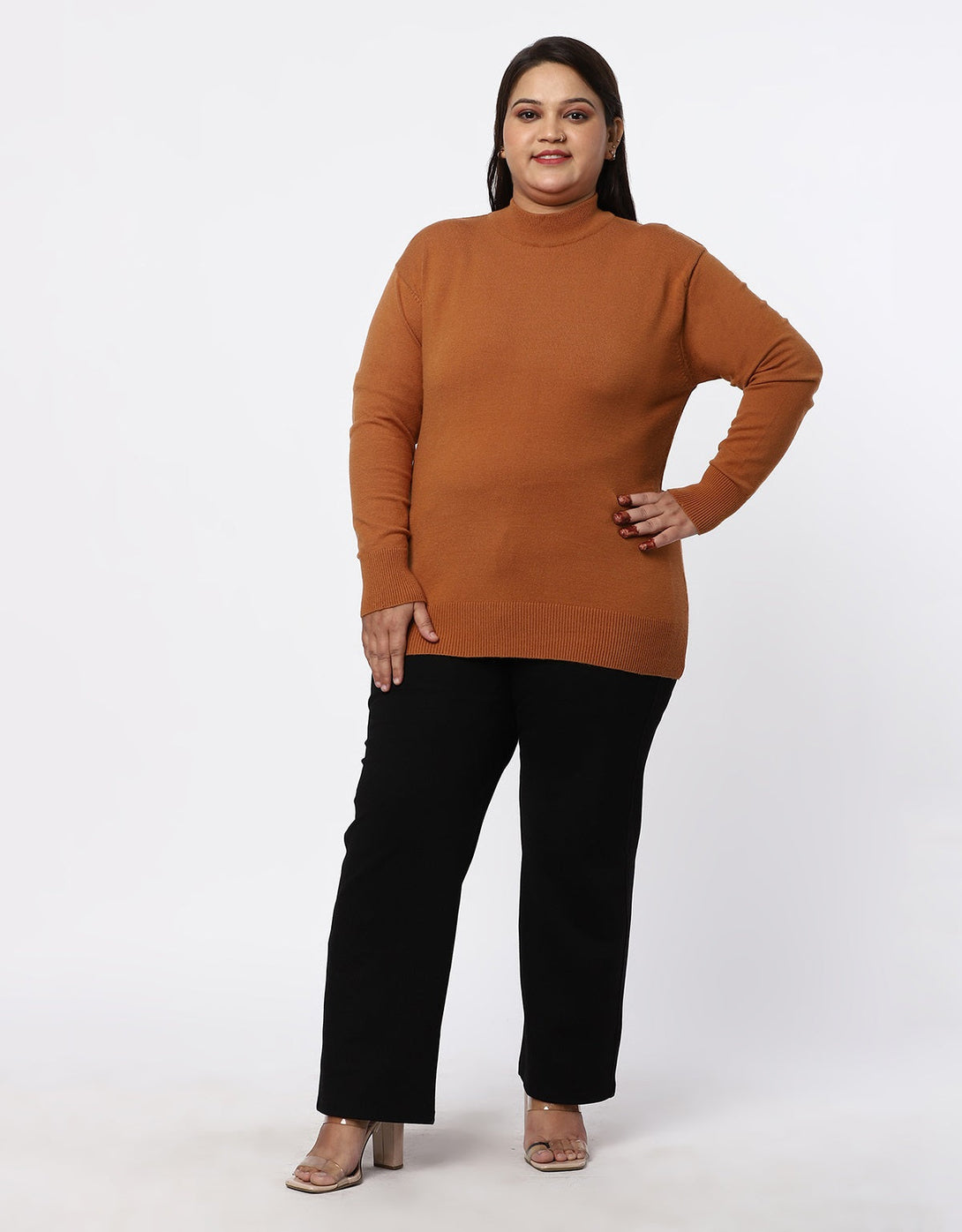 Women Woolen Turtle Neck Plus Size Skivvy