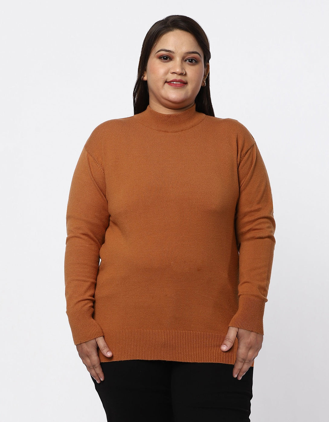 Women Woolen Turtle Neck Plus Size Skivvy