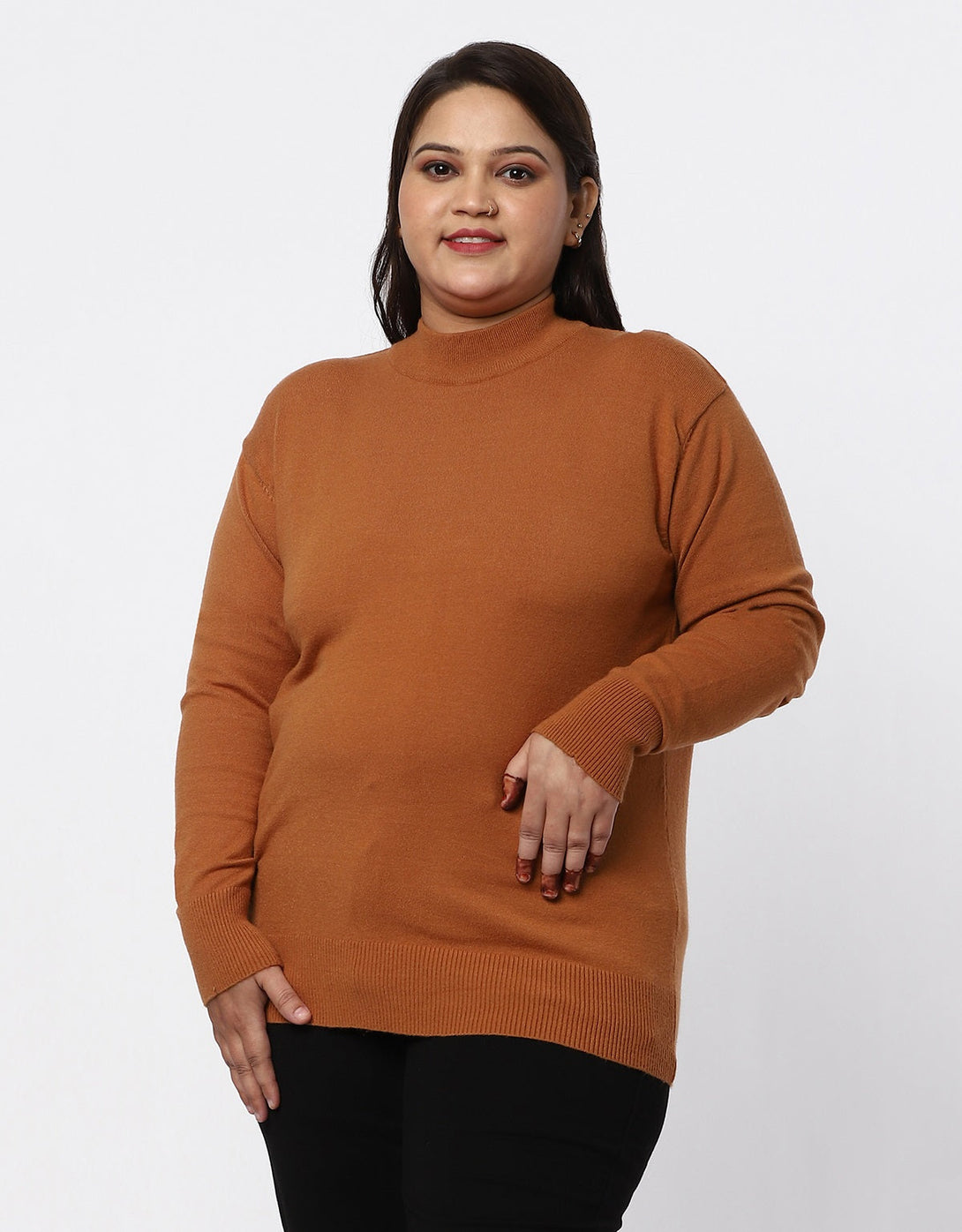 Women Woolen Turtle Neck Plus Size Skivvy